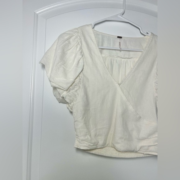 Free People can't get enough wrap top puffed sleeves in poplin size extra small - Picture 7 of 11